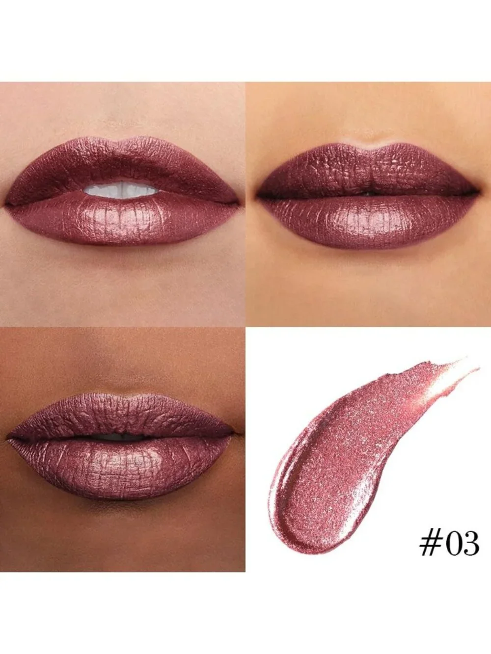 Womens 03# Dark Wine Red-Metallic Glitter Liquid Lipstick lippies Lip Gloss